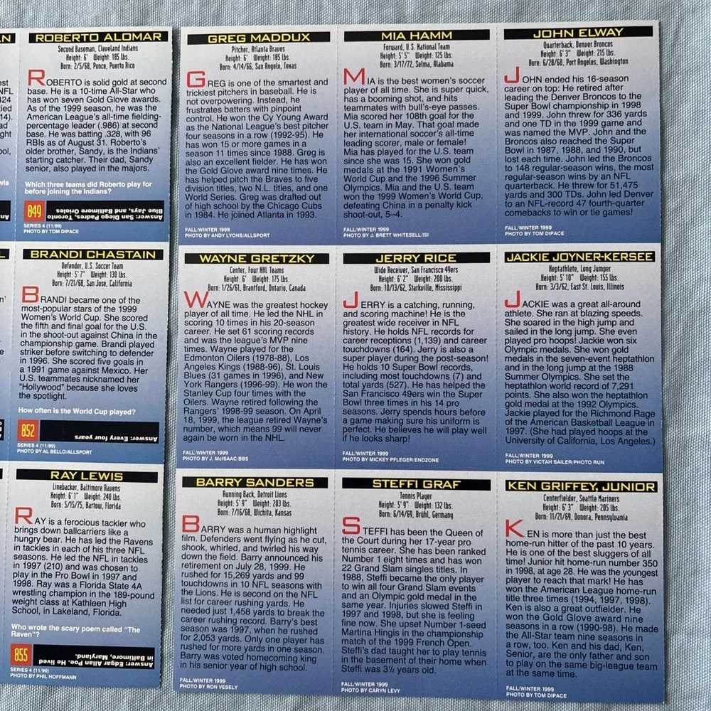1992 Sports Illustrated for Kids 2‎ uncut SI sheets Mia Hamm , Jerry Rice, Lewis - Picture 6 of 7